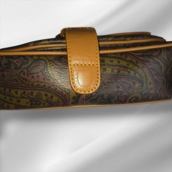 Pierre Balmain Paisley Leather Crossbody Bag Gold Logo Medallion Original Certif - Picture 9 of 10